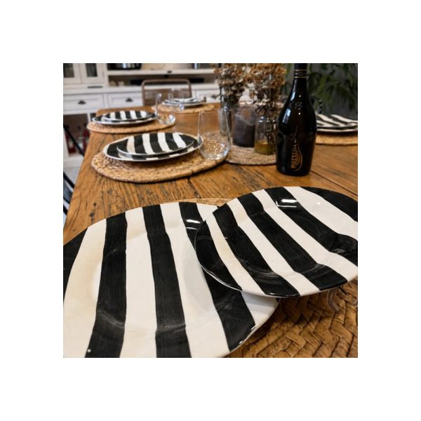Set X12 Plato28cm Plato22cm Bowl16cm Byn Big Buda Home Negro Rayas