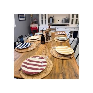 Set X4 Plato Cerámica 28 Cm Rayas De Colores Big Buda Home Variado Rayas