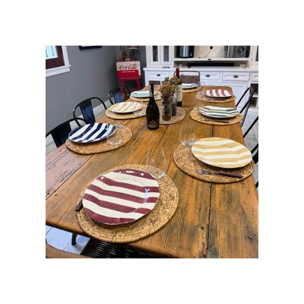 Set X4 Plato Cerámica 28 Cm Rayas De Colores Big Buda Home Variado Rayas
