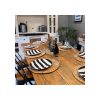 Set X4 Plato Cerámica 28 Cm Rayas Negras Big Buda Home Negro Rayas