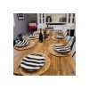 Set X4 Plato Cerámica 28 Cm Rayas Negras Big Buda Home Negro Rayas