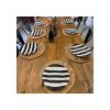 Set X4 Plato Cerámica 28 Cm Rayas Negras Big Buda Home Negro Rayas