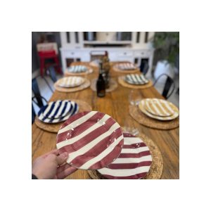 Set X4 Plato Postre 22 Cm Rayas De Colores Big Buda Home Variado Rayas