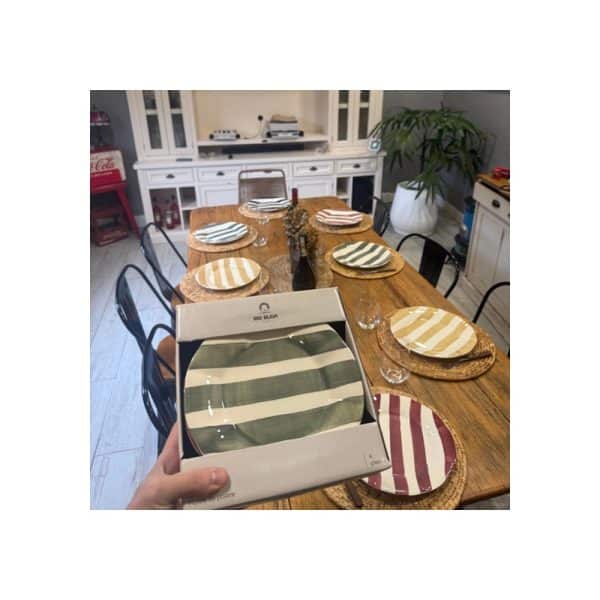 Set X4 Plato Postre 22 Cm Rayas De Colores Big Buda Home Variado Rayas