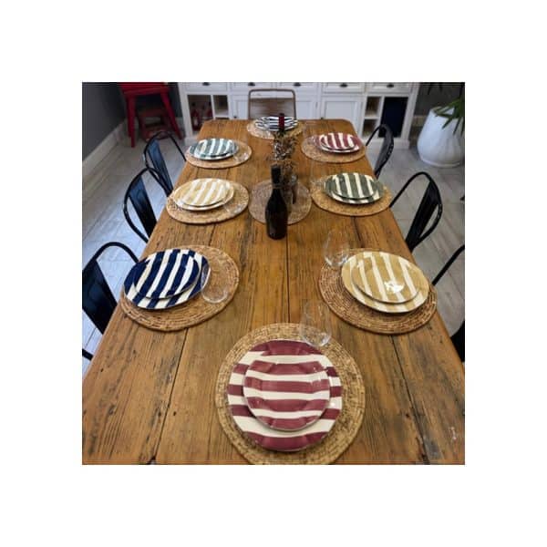Set X4 Plato Postre 22 Cm Rayas De Colores Big Buda Home Variado Rayas