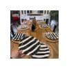 Set X4 Plato Postre 22 Cm Rayas Negras Big Buda Home Negro Rayas