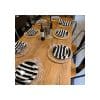Set X4 Plato Postre 22 Cm Rayas Negras Big Buda Home Negro Rayas