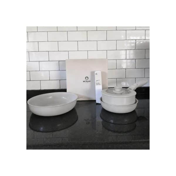 Batería Ollas Y Sartén Set 5 Antiadherente Mango Desmontable Gris Claro