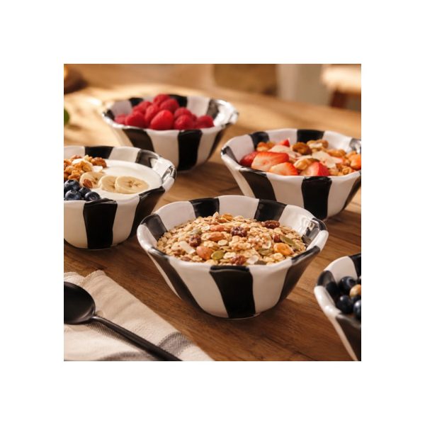 woocommerce-81.jpg Set De 4 Bowl Cerámica 16.5cm Rayas Negras Big Buda Home Negro
