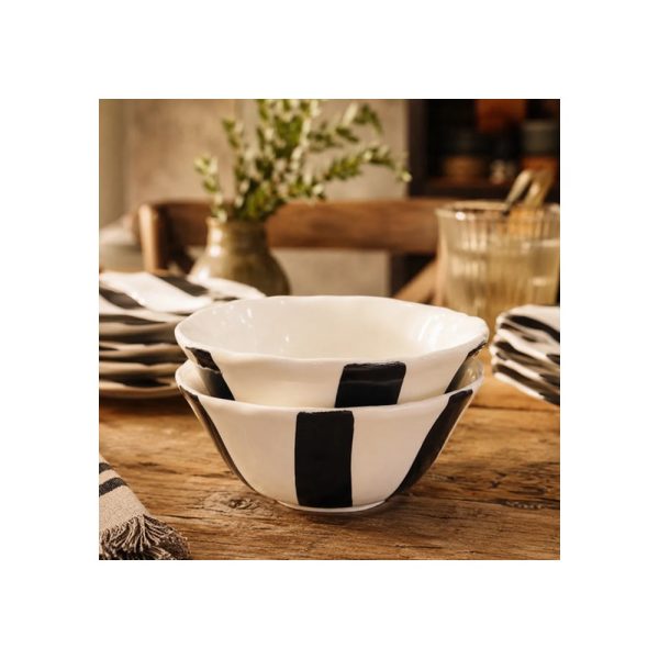 woocommerce-83.jpg Set De 4 Bowl Cerámica 16.5cm Rayas Negras Big Buda Home Negro
