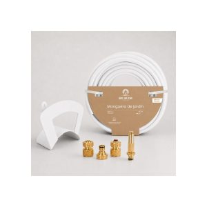 Set Manguera Blanca 40m 1/2 Soporte Y Accesorios Big Buda Blanco