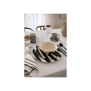 Set X12 Plato28cm Plato22cm Bowl16cm Byn Big Buda Home Negro Rayas