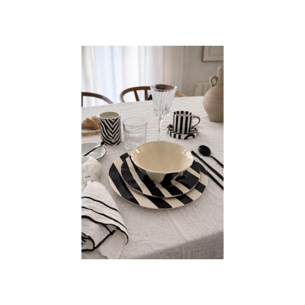 Set X12 Plato28cm Plato22cm Bowl16cm Byn Big Buda Home Negro Rayas