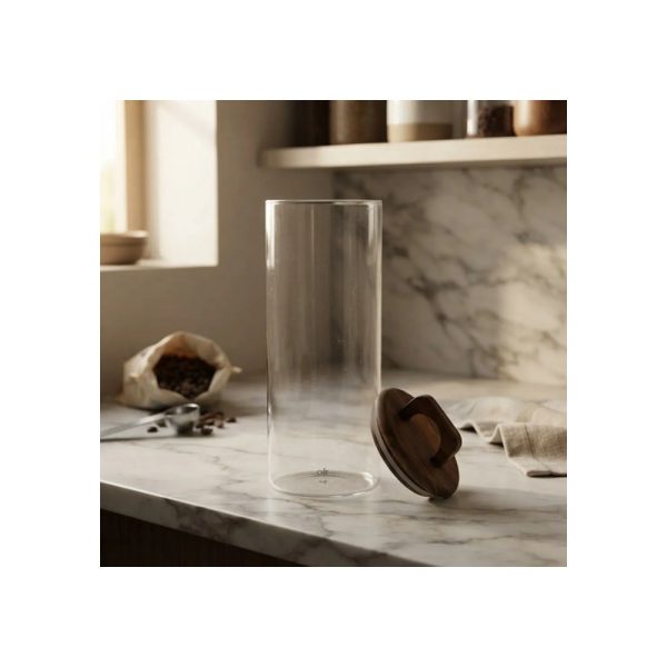 Frasco De Vidrio Con Tapa De Madera 10x15 Cm Big Buda Home Marrón