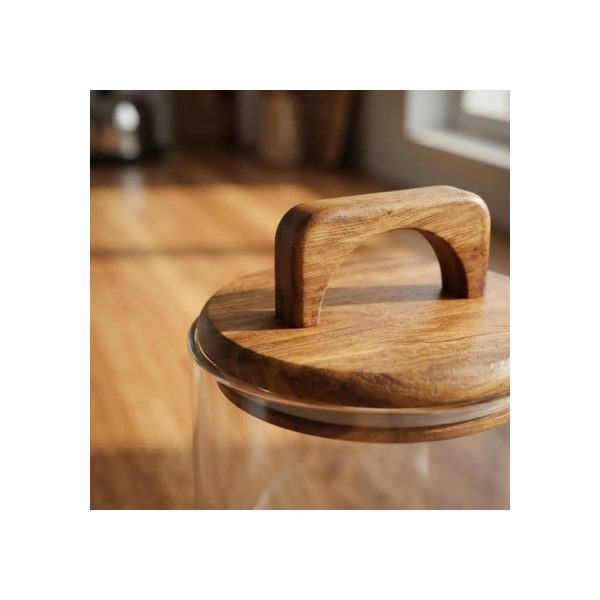 Frasco De Vidrio Con Tapa De Madera 10x15 Cm Big Buda Home Marrón