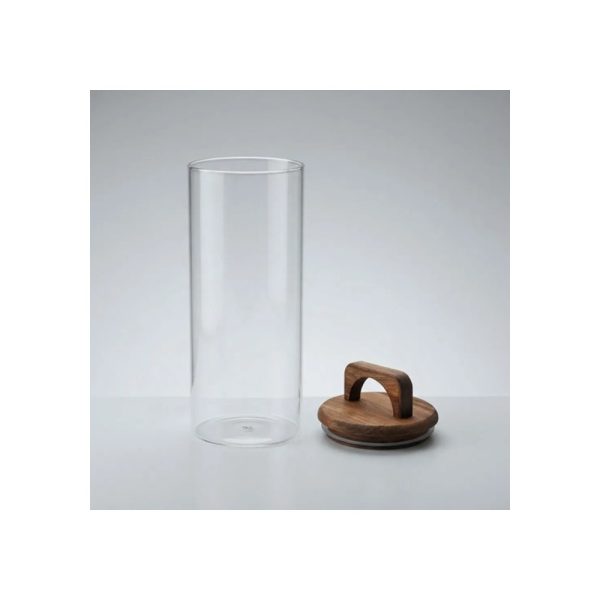 Frasco De Vidrio Con Tapa De Madera 10x15 Cm Big Buda Home Marrón