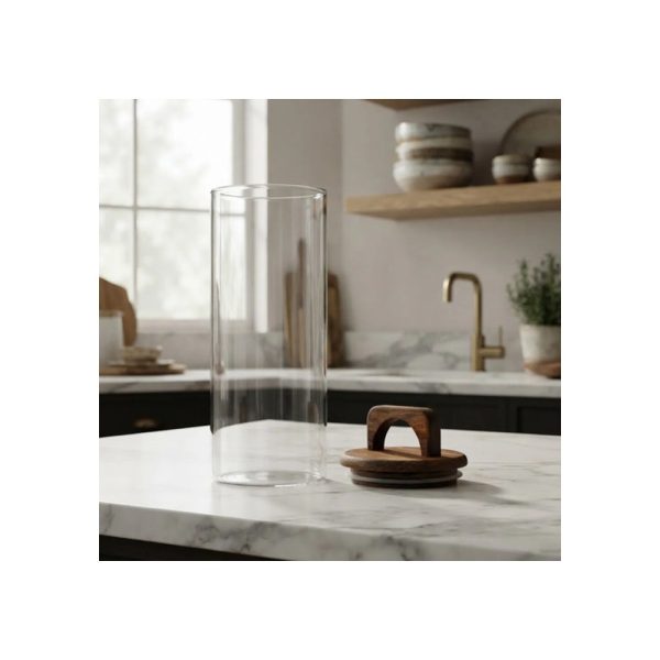 Frasco De Vidrio Con Tapa De Madera 10x20 Cm Big Buda Home