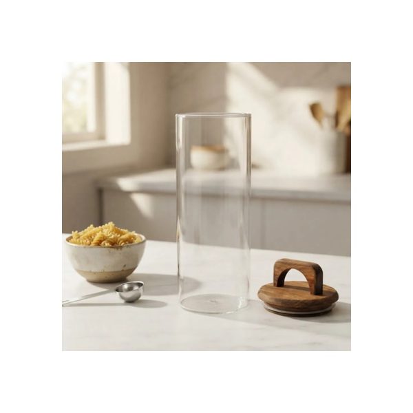Frasco De Vidrio Con Tapa De Madera 10x20 Cm Big Buda Home