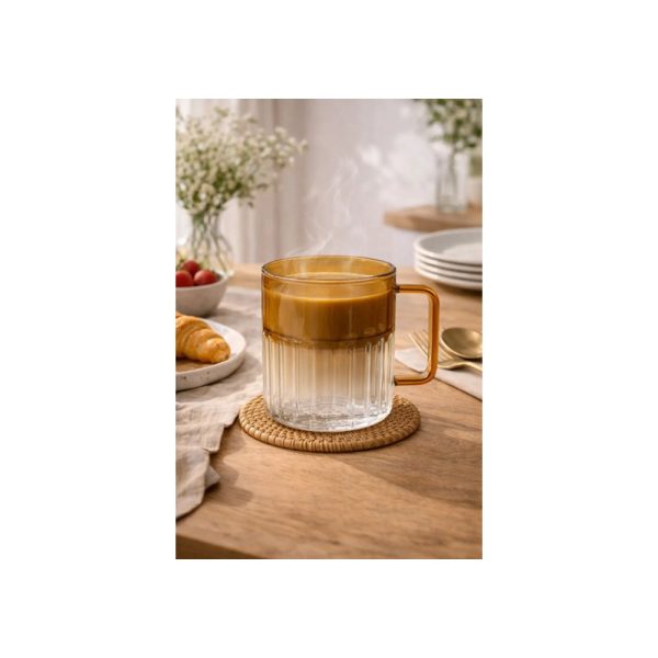 Taza 200 Ml Old Marrón Con Líneas Vintage Big Buda Home Marrón Liso Con Lineas