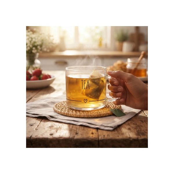 Taza 260 Ml De Diseño Tea Big Buda Home Marrón Liso Con Lineas