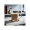 Taza 300 Ml Con Corazones De Diseño Big Buda Home Marrón Liso Con Lineas
