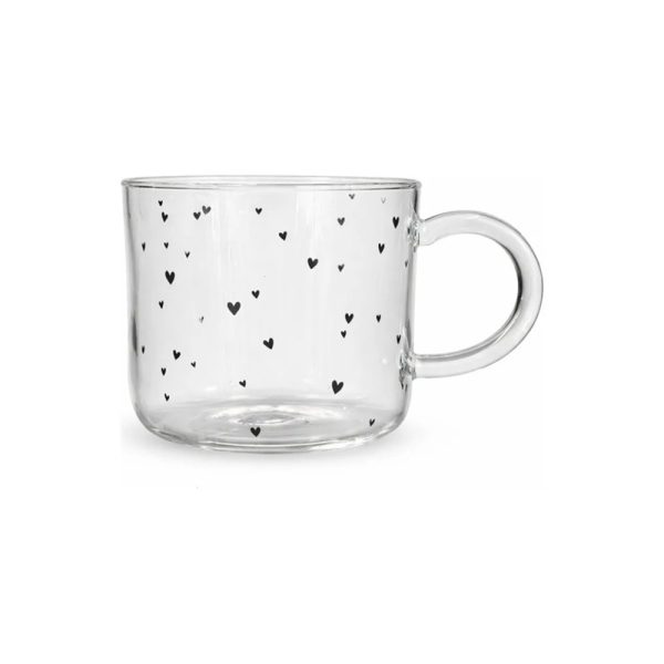 Taza 300 Ml Con Corazones De Diseño Big Buda Home Marrón Liso Con Lineas