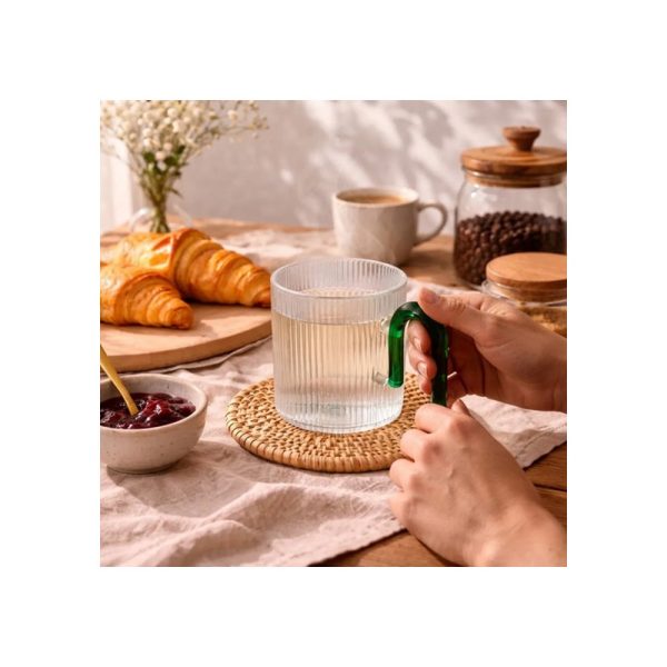 Taza 350 Ml Con Manija De Color Rosa Big Buda Home Marrón Liso Con Lineas