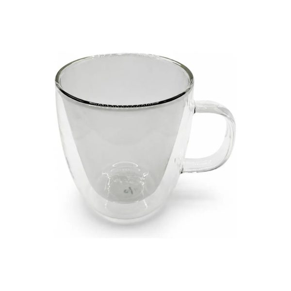 Taza Doble Vidrio Tendencia Gris 450 Ml Big Buda Home Mix Doble Vidrio