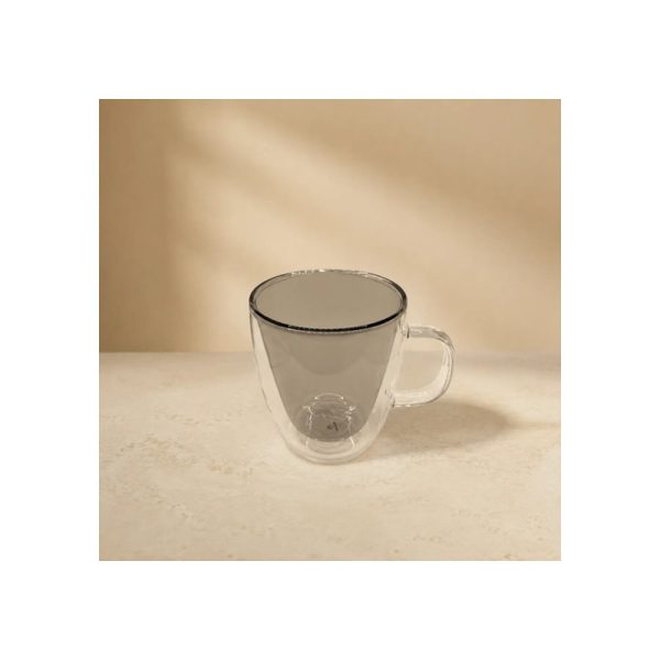 Taza Doble Vidrio Tendencia Gris 450 Ml Big Buda Home Mix Doble Vidrio