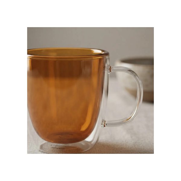 Taza Doble Vidrio Tendencia Marrón 450 Ml Big Buda Home Mix Doble Vidrio