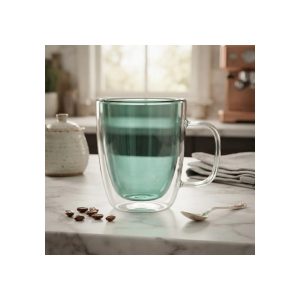 Taza Doble Vidrio Tendencia Turquesa 450 Ml Big Buda Home Mix Doble Vidrio