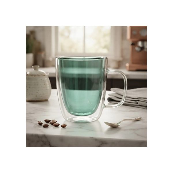 Taza Doble Vidrio Tendencia Turquesa 450 Ml Big Buda Home Mix Doble Vidrio