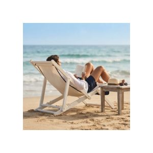 Reposera Big Buda Home De Diseño Blanca Con Borde Negro Blanca