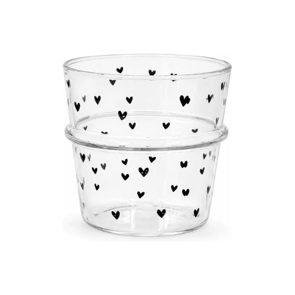 Vaso De Vidrio 100 Mlcorazones Big Buda Home Gris