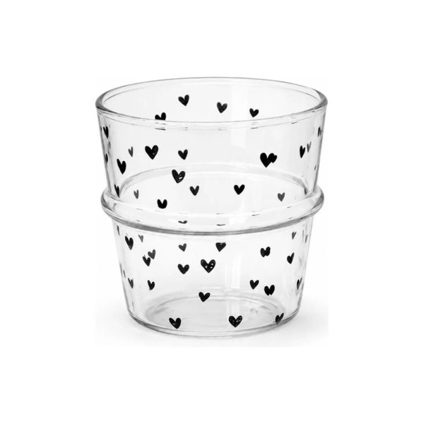 Vaso De Vidrio 100 Mlcorazones Big Buda Home Gris