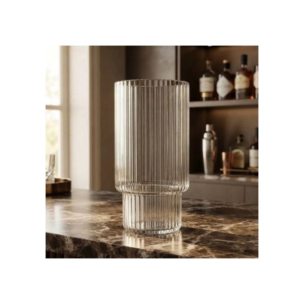 Vaso De Vidrio 310 Ml A Líneas Big Buda Home Gris
