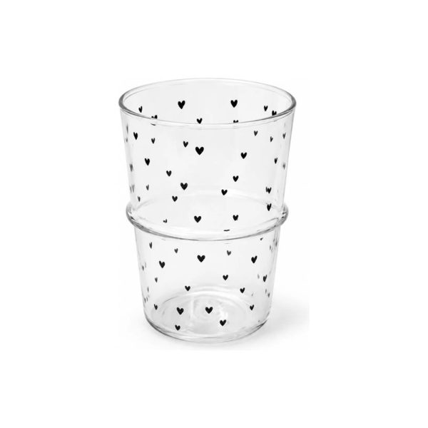 Vaso De Vidrio 400 Ml Corazones Big Buda Home Gris
