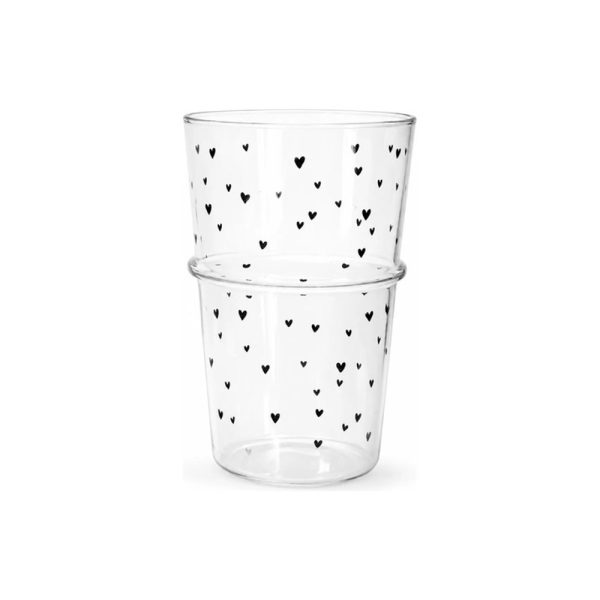 Vaso De Vidrio 400 Ml Corazones Big Buda Home Gris