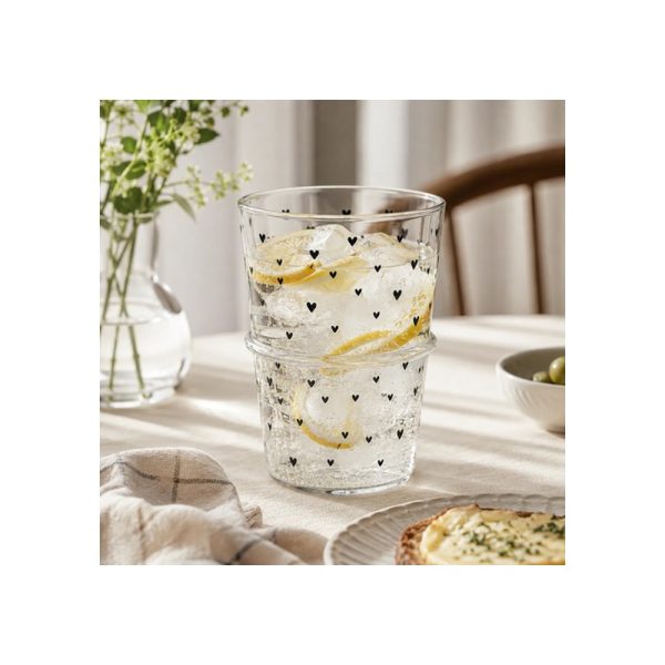 Vaso De Vidrio 400 Ml Corazones Big Buda Home Gris