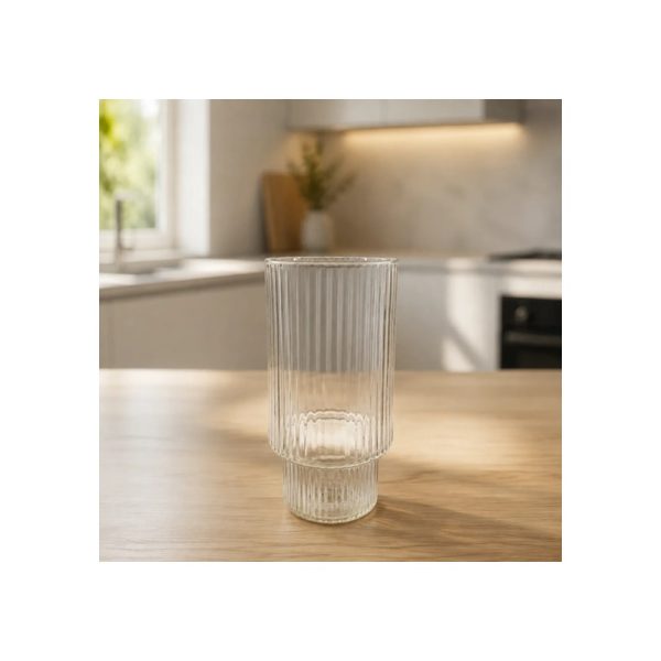 Vaso De Vidrio 420 Ml A Líneas Big Buda Home Gris