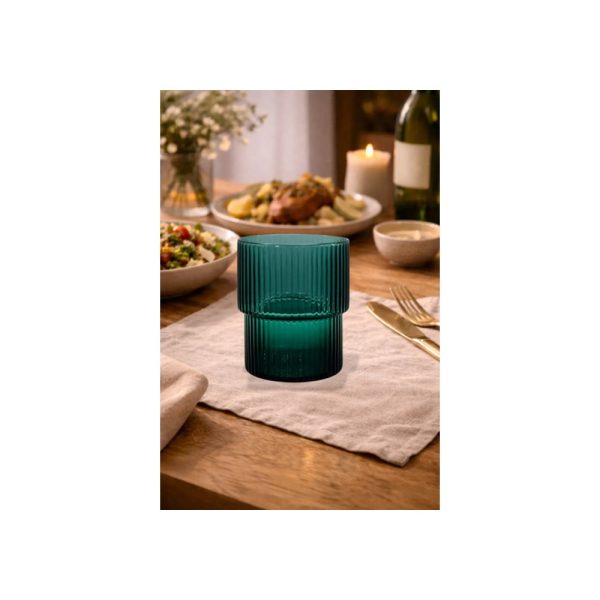Vaso De Vidrio Verde 350 Ml Escalonado Big Buda Home Verde