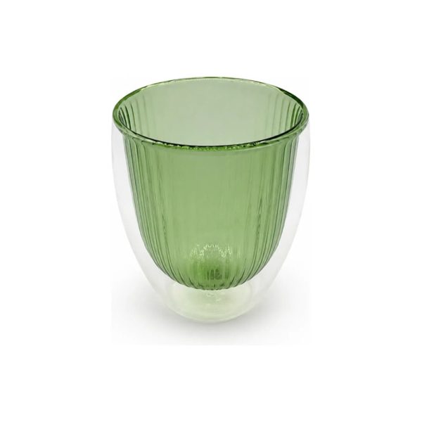 Vaso Doble Vidrio  Verde 350 Ml Tendencia Big Buda Home Verde