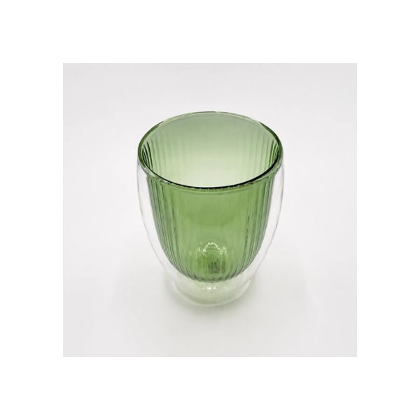Vaso Doble Vidrio  Verde 350 Ml Tendencia Big Buda Home Verde