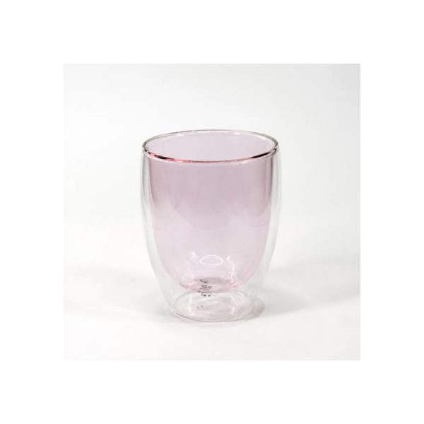 Vaso Doble Vidrio Rosa 350 Ml Tendencia Big Buda Home Rosa