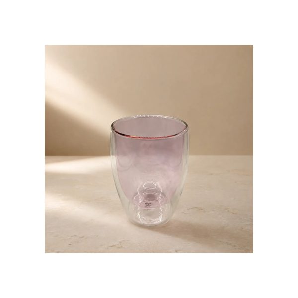 Vaso Doble Vidrio Rosa 350 Ml Tendencia Big Buda Home Rosa
