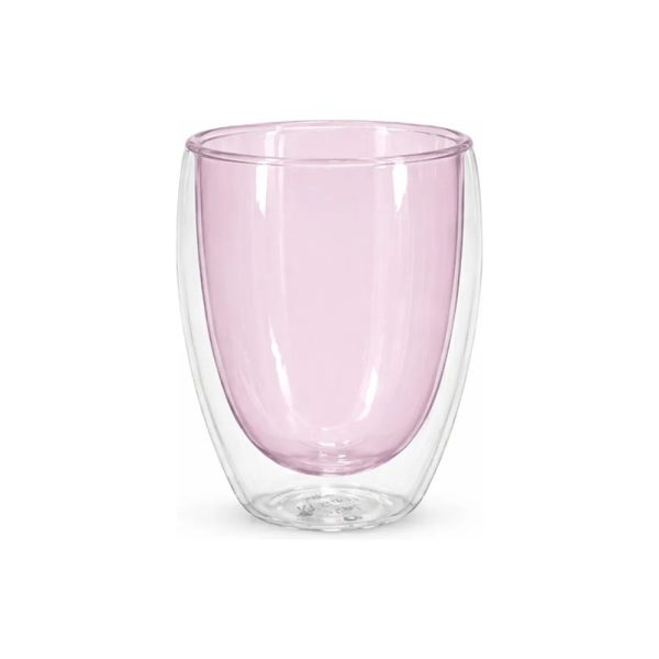 Vaso Doble Vidrio Rosa 350 Ml Tendencia Big Buda Home Rosa