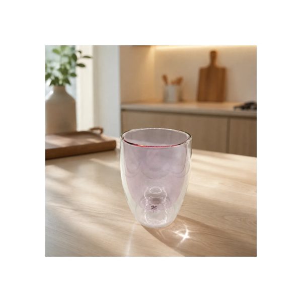 Vaso Doble Vidrio Rosa 350 Ml Tendencia Big Buda Home Rosa