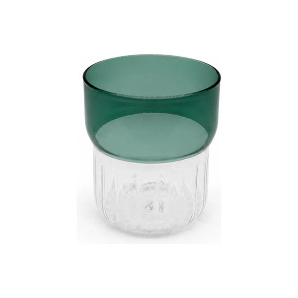 Vaso De Vidrio Verde 350 Ml Vintage Escalonado Big Buda Home Verde