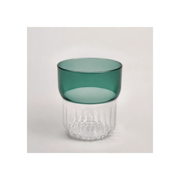 Vaso De Vidrio Verde 350 Ml Vintage Escalonado Big Buda Home Verde