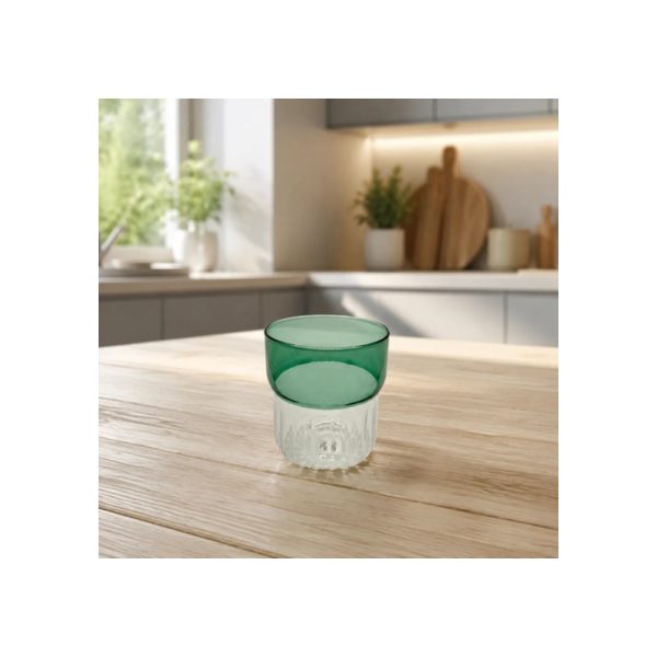 Vaso De Vidrio Verde 350 Ml Vintage Escalonado Big Buda Home Verde